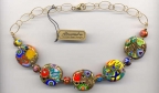 Decorated 28mm Venetian Bead Disc and Gold Link Chain Necklace